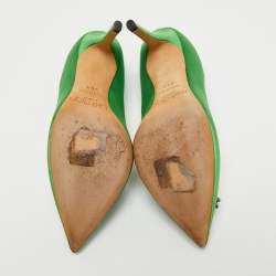 Pre Owned Jimmy Choo Green Satin Manda Pumps Size 35.5