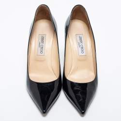 Pre Owned Jimmy Choo Black Patent Leather Agnes Pointed Toe Pumps Size 40.5
