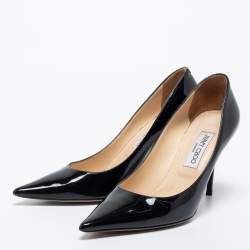 Pre Owned Jimmy Choo Black Patent Leather Agnes Pointed Toe Pumps Size 40.5