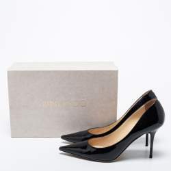 Pre Owned Jimmy Choo Black Patent Leather Agnes Pointed Toe Pumps Size 40.5
