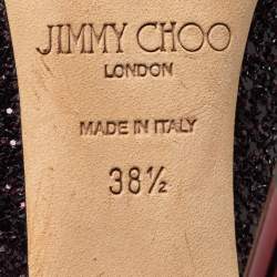 Pre Owned Jimmy Choo Burgundy/Black Coarse Glitter Romy Pointed Toe Pumps Size 38.5
