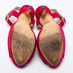 مملوكة مسبقًا Jimmy Choo Pink Suede Linda Platform Sandals Size 39.5