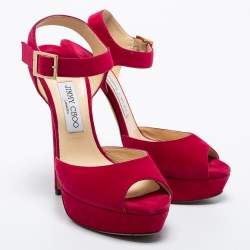 مملوكة مسبقًا Jimmy Choo Pink Suede Linda Platform Sandals Size 39.5