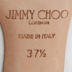 Pre Owned Jimmy Choo White Satin Manda Crystal Embellished Pointed Toe Pumps Size 37.5