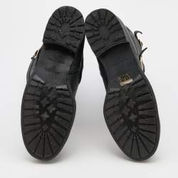 Pre Owned Jimmy Choo Black Leather Ankle Length Boots Size 41.5