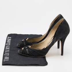 Pre Owned Jimmy Choo Black Suede Peep Toe Pumps Size 36.5