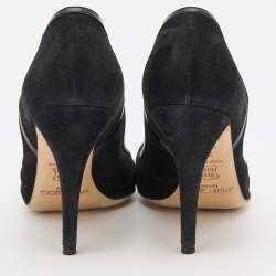 Pre Owned Jimmy Choo Black Suede Peep Toe Pumps Size 36.5