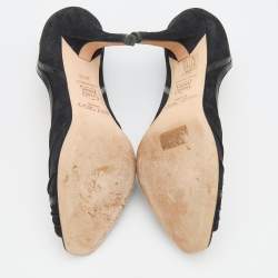 Pre Owned Jimmy Choo Black Suede Peep Toe Pumps Size 36.5