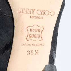 Pre Owned Jimmy Choo Black Suede Peep Toe Pumps Size 36.5