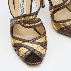 Jimmy Choo Multicolor Python Leather Crisscross Sandals Size 37