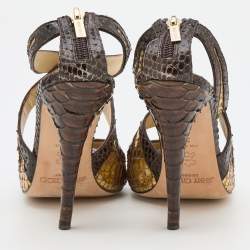 Jimmy Choo Multicolor Python Leather Crisscross Sandals Size 37