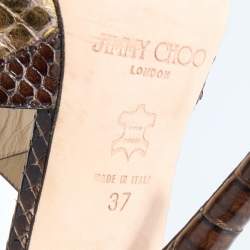 Jimmy Choo Multicolor Python Leather Crisscross Sandals Size 37