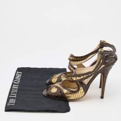 Jimmy Choo Multicolor Python Leather Crisscross Sandals Size 37