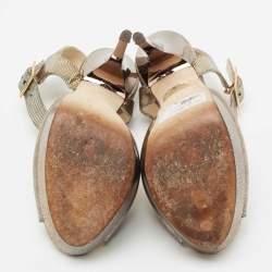 Jimmy Choo Metallic Gold Leather Ankle Strap Sandals Size 37