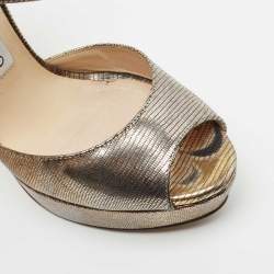 Jimmy Choo Metallic Gold Leather Ankle Strap Sandals Size 37