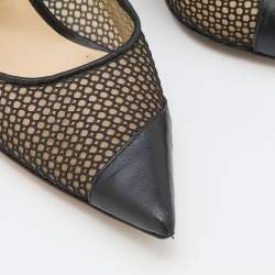 Pre Owned Jimmy Choo Black Leather and Mesh Love Pointed Toe Pumps Size 35.5