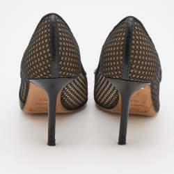 Pre Owned Jimmy Choo Black Leather and Mesh Love Pointed Toe Pumps Size 35.5