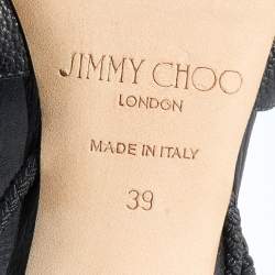 Pre Owned Jimmy Choo Black Leather Lucky Ankle Strap Sandals Size 39