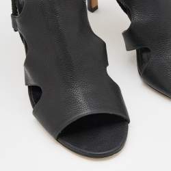 Pre Owned Jimmy Choo Black Leather Lucky Ankle Strap Sandals Size 39