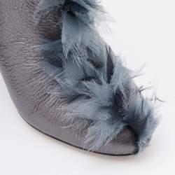 Pre Owned Jimmy Choo Metallic Grey Leather and Fabric Ladine Ankle Booties Size 39