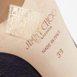 Pre Owned Jimmy Choo Metallic Grey Leather and Fabric Ladine Ankle Booties Size 39