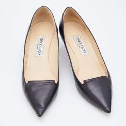 Pre Owned Jimmy Choo Black Leather Avril Pumps Size 39.5