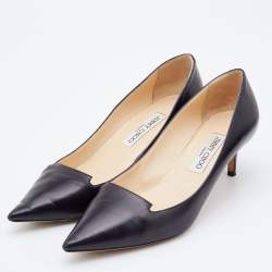 Pre Owned Jimmy Choo Black Leather Avril Pumps Size 39.5