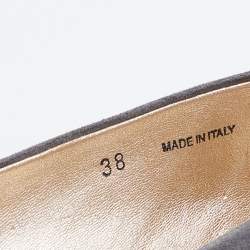 مملوكة مسبقًا Jimmy Choo Grey Suede and Pom-Pom Fur Ballet Flats Size 38