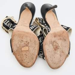 Jimmy Choo White/Black Web Bailey Logo Ankle Strap Sandals Size 38