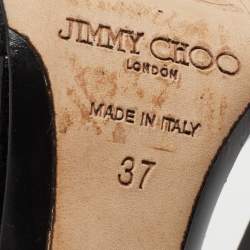 Pre Owned Jimmy Choo Black/Pink Studded Suede and Printed Leather Strappy Sandals Size 37