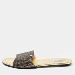 Jimmy choo nanda discount glittered canvas slides