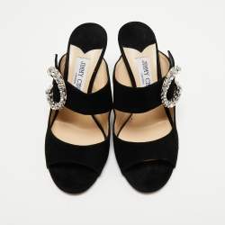 Jimmy Choo Black Suede Saf Slide Sandals Size 38
