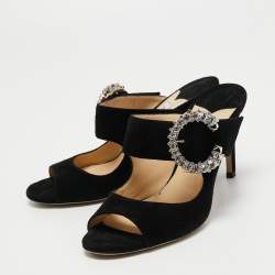 Jimmy Choo Black Suede Saf Slide Sandals Size 38