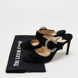 Jimmy Choo Black Suede Saf Slide Sandals Size 38