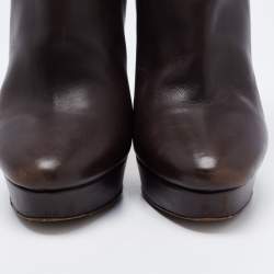 Pre Owned Jimmy Choo Dark Brown Leather Magic Platform Ankle Booties Size 38
