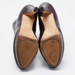 Pre Owned Jimmy Choo Dark Brown Leather Magic Platform Ankle Booties Size 38