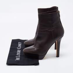 Pre Owned Jimmy Choo Dark Brown Leather Magic Platform Ankle Booties Size 38