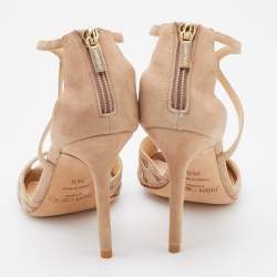 Jimmy Choo Beige Suede Strappy Open Toe Sandals Size 36.5