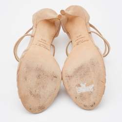Jimmy Choo Beige Suede Strappy Open Toe Sandals Size 36.5