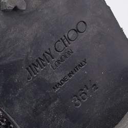 Pre Owned Jimmy Choo Metallic Silver Leather Dawson Ankle Boots Size 36.5