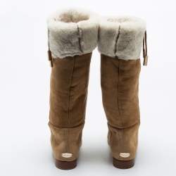 مملوكة مسبقًا Jimmy Choo Brown Suede Midcalf Boots Size 37.5