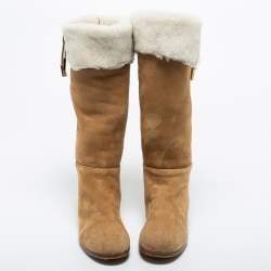 مملوكة مسبقًا Jimmy Choo Brown Suede Midcalf Boots Size 37.5