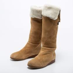 مملوكة مسبقًا Jimmy Choo Brown Suede Midcalf Boots Size 37.5
