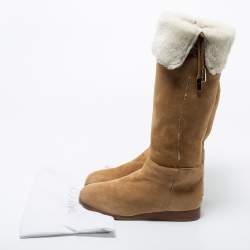 مملوكة مسبقًا Jimmy Choo Brown Suede Midcalf Boots Size 37.5