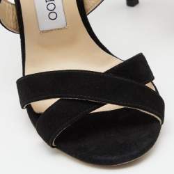 Pre Owned Jimmy Choo Black Suede Lottie Ankle Strap Sandals Size 38