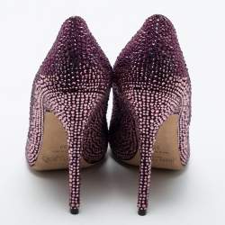 Pre Owned Jimmy Choo Purple Crystal Embellished Suede Love Pumps Size 39