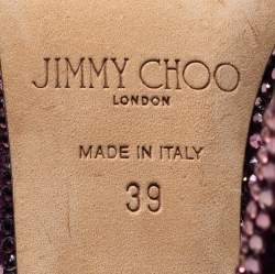 Pre Owned Jimmy Choo Purple Crystal Embellished Suede Love Pumps Size 39