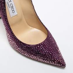 Pre Owned Jimmy Choo Purple Crystal Embellished Suede Love Pumps Size 39