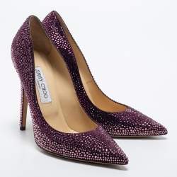 Pre Owned Jimmy Choo Purple Crystal Embellished Suede Love Pumps Size 39