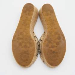 مملوكة مسبقًا Jimmy Choo Multicolor Snakeskin Embossed Leather Prima Espadrille Wedge Sandals Size 37